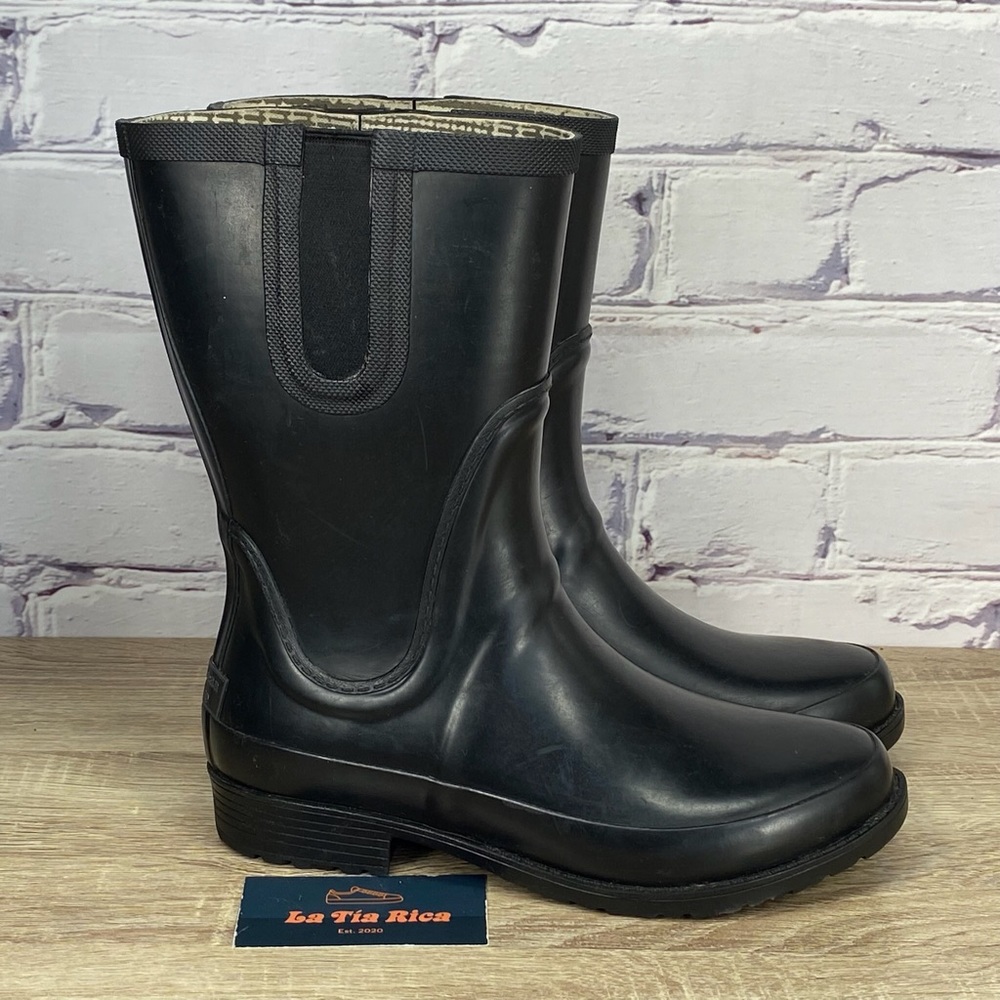 L.L. Bean Wellies Black Waterproof Rain Boots - Picture 1 of 9